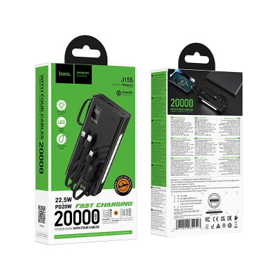 Hoco J155 20000mAh 4-Wire Backup Battery Shine 22.5W+PD20W+light Powerbank